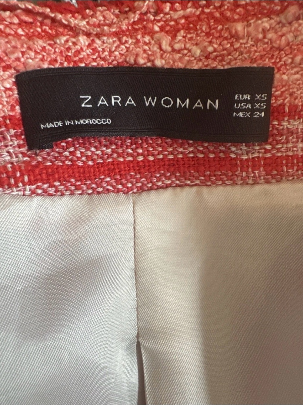 Zara Red Plaid Fringed Tweed Blazer Jacket - Picture 4 of 4